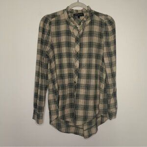 Women’s Gibsonlook green plaid button up long sleeve top size small S